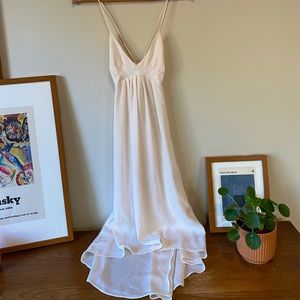 Wilfred soft pink backless midi dress